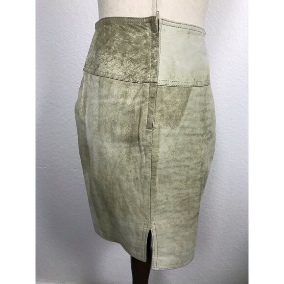 Winlit Vintage Distressed Leather Mini Pencil Straight Skirt - Picture 8 of 12